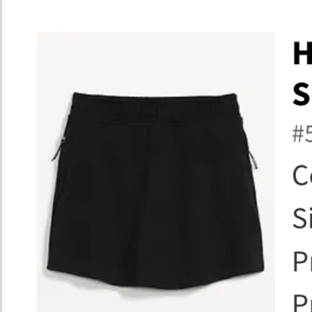 NWT old navy High-Waisted Dynamic Fleece Mini
Skort for Women 4x black